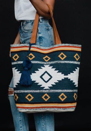 Navy Aztec Tote