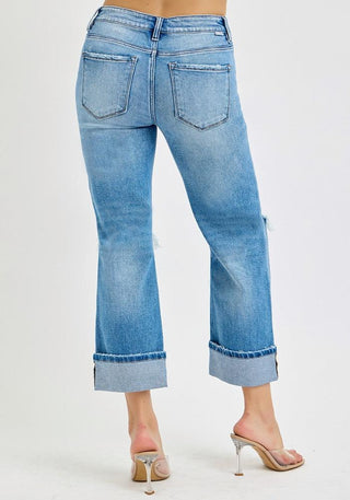 Risen Straight Cuff Jeans