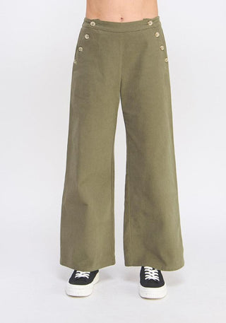 Twill Wide Pant with Button Pockets