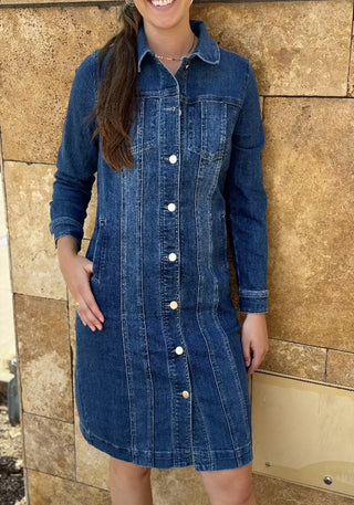 Tribal Fitted Denim Dress