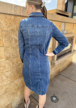 Tribal Fitted Denim Dress