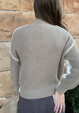 Color Block Mock Neck Sweater