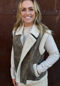 Faux Leather Sherpa Vest