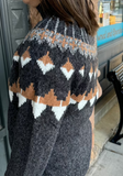 Tribal Mock Neck Intarsia Sweater