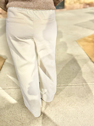 Twill Wide Pant with Button Pockets