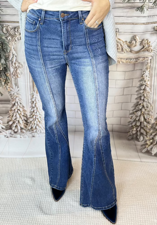 High-Rise Flare Front Seam Jeans