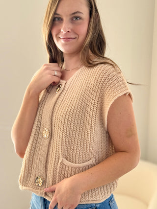 Button Front Sweater Vest